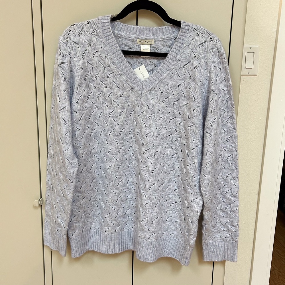 NWT STITCH FIX Cotton Emporium Callen V Neck Light purple/periwinkle Sweater XXL